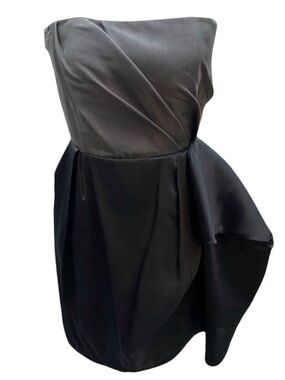 Lida Baday Grey/Black Silk Top Strapless Party Dress (4/6)